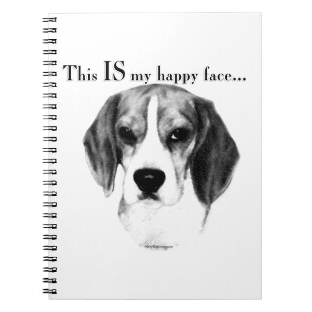 Beagle Happy Face; Happy Beagle; Grumpy Beagle Spiral Notebook (Front)