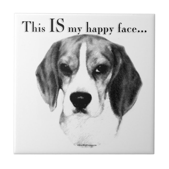 Beagle Happy Face; Happy Beagle; Grumpy Beagle Tile (Front)