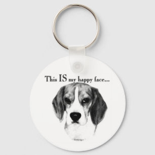 Beagle Happy Face Key Ring