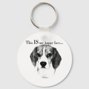 Beagle Happy Face Key Ring