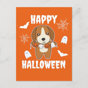 Beagle Happy Halloween Dog Costume Holiday Postcard