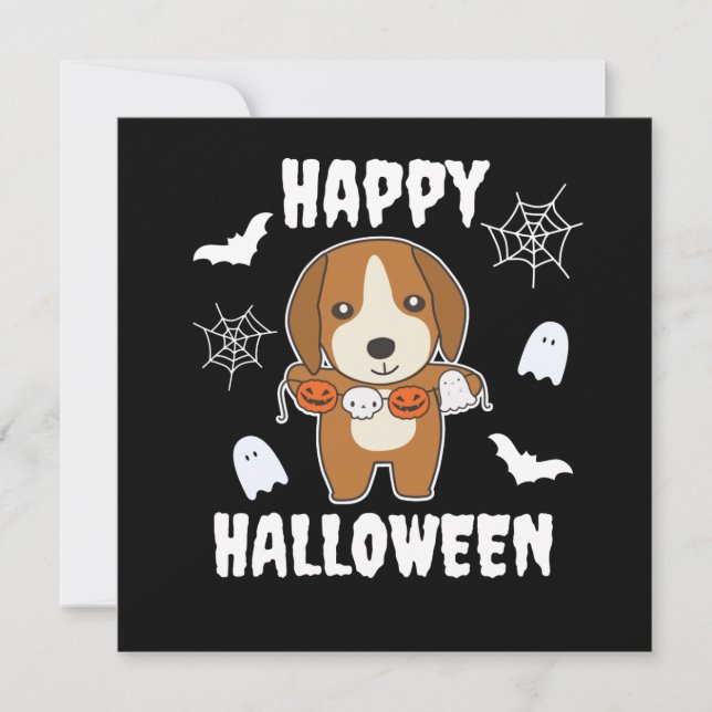 Beagle Happy Halloween Dog Costume Invitation (Front)