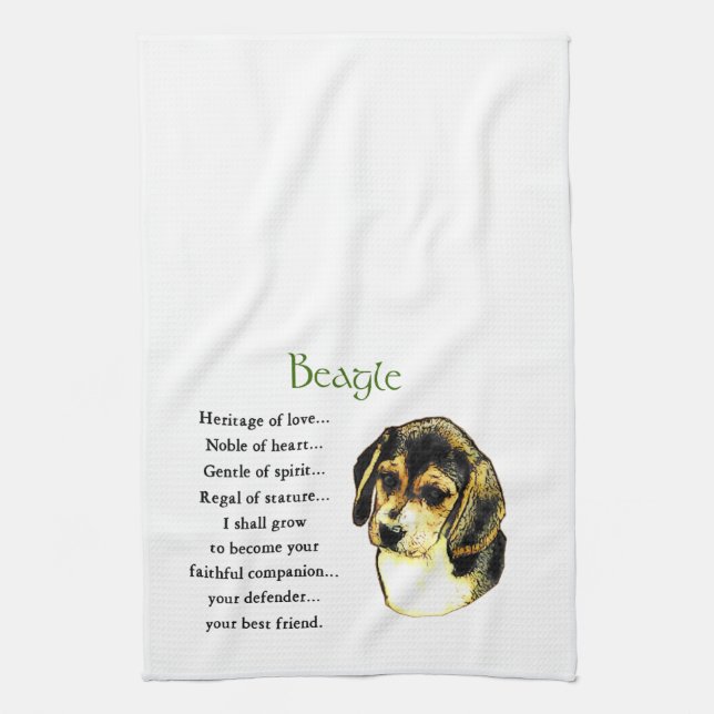 Beagle Heritage of Love Tea Towel (Vertical)