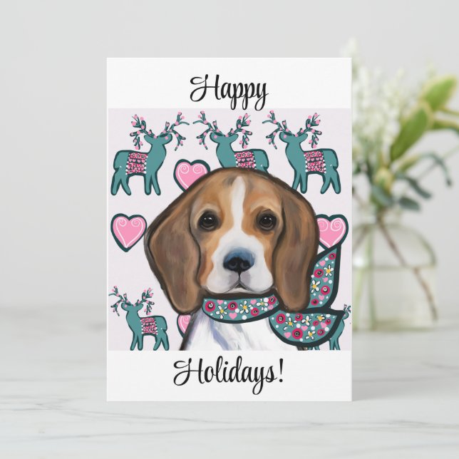 Beagle      holiday card (Standing Front)