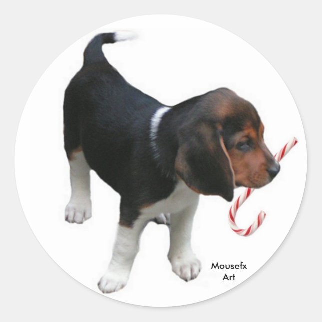 Beagle Holiday Sticker (Front)