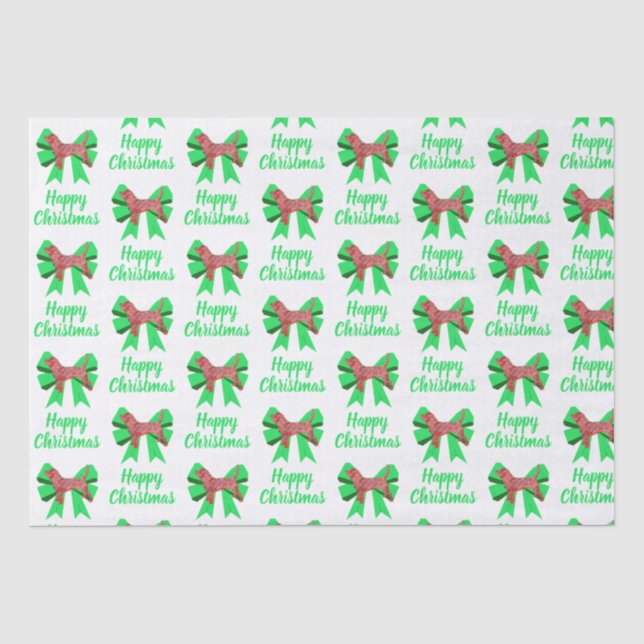 Beagle Hound Christmas Dog & Bow White Tissue Paper (Front)