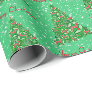 Beagle Hound Dog Christmas Tree Holiday Star Wrapping Paper