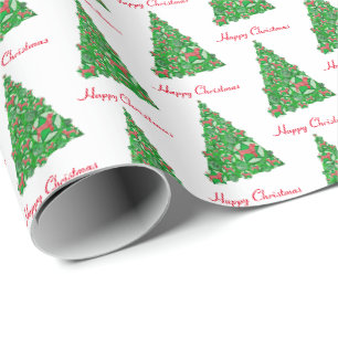 Beagle Hound Dog Christmas Tree Holiday White Wrapping Paper