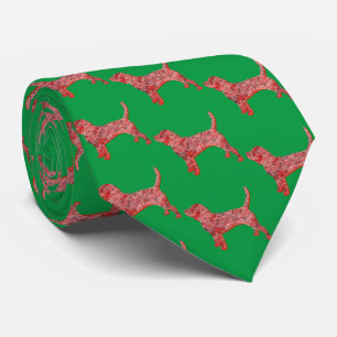 Beagle Hound Dog Cute Silhouette Green Neck Tie