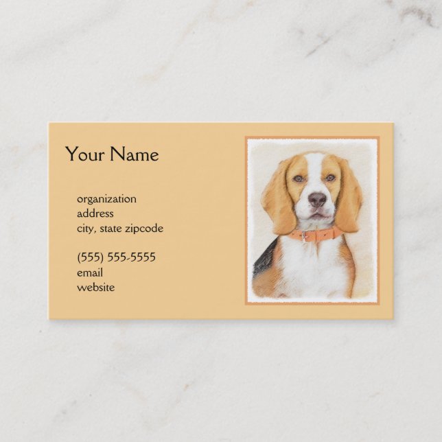 Beagle Hound Dog Painting Original Animal Art Business Card (Front)