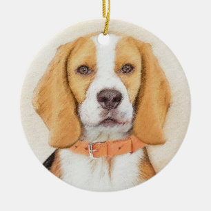 Beagle Hound Dog Painting Original Animal Art Ceramic Tree Decoration