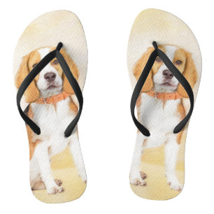 Beagle Hound Dog Painting Original Animal Art Jandals