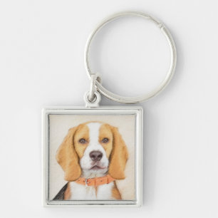 Beagle Hound Dog Painting Original Animal Art Key Ring