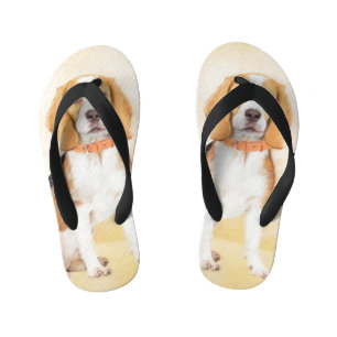 Beagle Hound Dog Painting Original Animal Art Kid's Jandals