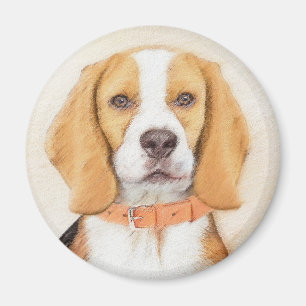Beagle Hound Dog Painting Original Animal Art Magnet
