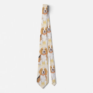 Beagle Hound Dog Painting Original Animal Art Tie