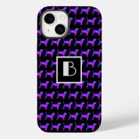 Beagle Hound Dog Pink Blu Silhouette Mono Black