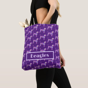 Beagle Hound Dog Purple Silhouette Personal Tote Bag