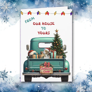 Beagle Hound Dog Retro Farm Truck Christmas Card