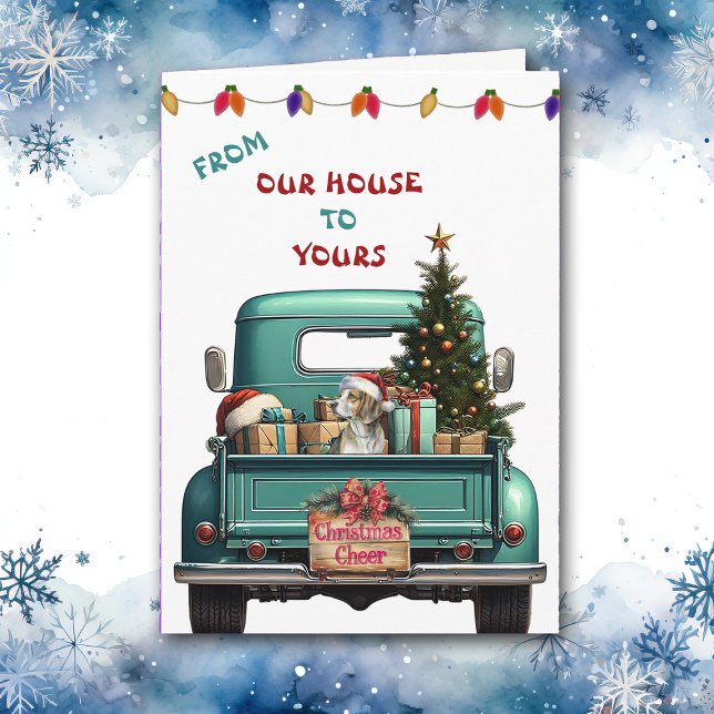 Beagle Hound Dog Retro Farm Truck Christmas Card (Creator Uploaded)
