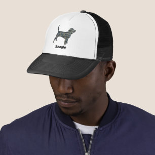 Beagle Hound Dog Silhouette Grid Custom Trucker Hat