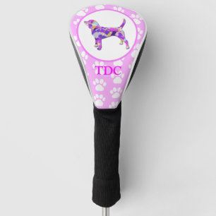Beagle Hound Dog Silhouette Paw Pink PY&B Golf Head Cover