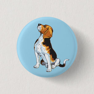 beagle hound keychain 3 cm round badge