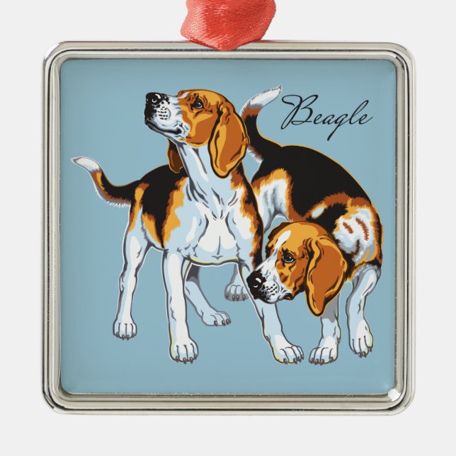 beagle hound metal tree decoration (Front)