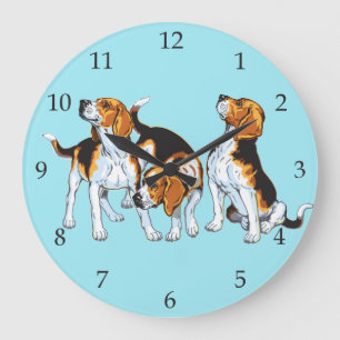 beagle hounds large clock