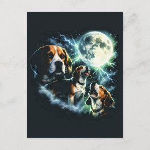 Beagle Howling at the Moon – Hunting Dog Night Postcard