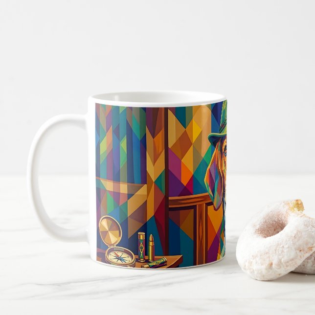 Beagle Hunter Pop Art – Modern Hunting Dog Coffee Mug (With Donut)