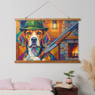 Beagle Hunter Pop Art – Modern Hunting Dog Hanging Tapestry