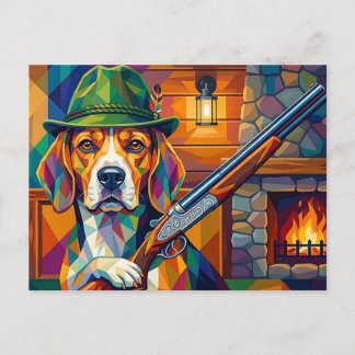 Beagle Hunter Pop Art – Modern Hunting Dog Postcard
