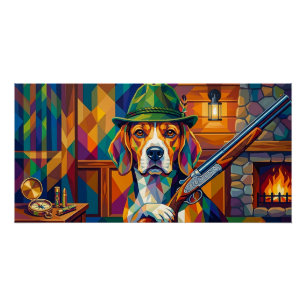 Beagle Hunter Pop Art – Modern Hunting Dog Poster
