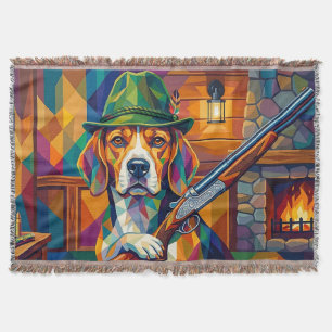 Beagle Hunter Pop Art – Modern Hunting Dog Throw Blanket