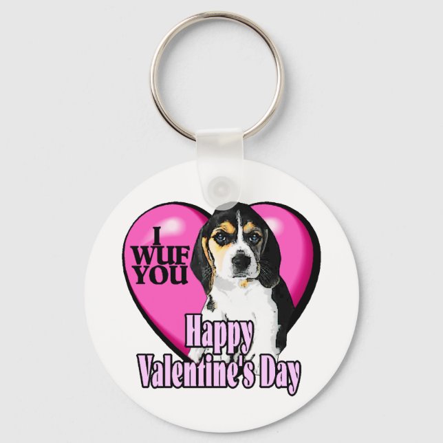 Beagle I Wuf You Key Ring (Front)