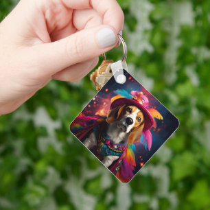  Beagle in a Feathered Hat  Key Ring
