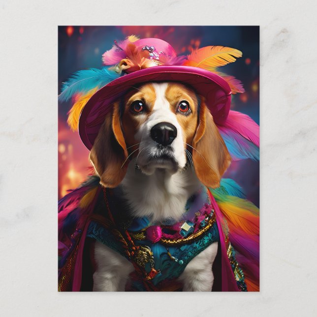  Beagle in a Feathered Hat  Postcard (Front)