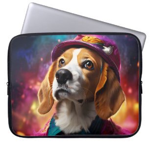 Beagle in a Pink Hat Laptop Sleeve