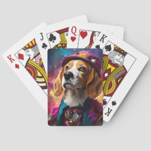 Beagle in a Pink Hat Playing Cards