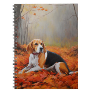 Beagle in Autumn Leaves Fall Inspire Notebook
