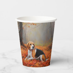 Beagle in Autumn Leaves Fall Inspire Paper Cups