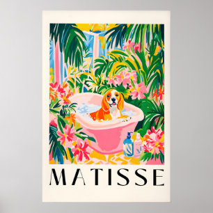 Beagle in Bathtub Art Print Matisse Style Dog