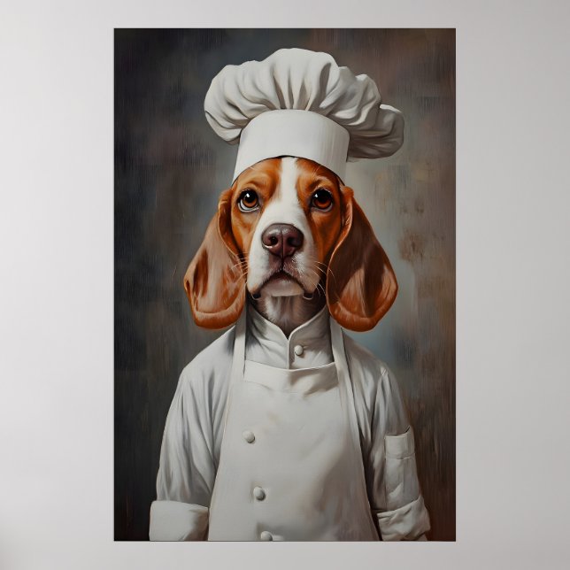 Beagle In Chefs Hat Poster, Pet Poster, Beagle In Poster (Front)