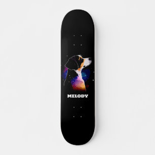 Beagle In Galaxy Colourful Painting Dog Skateboard