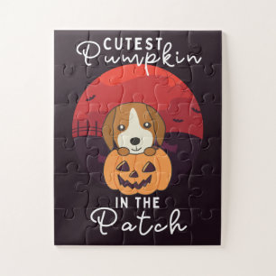Beagle In Pumpkin Dogs Cutest Pumpkin In The Patch Jigsaw Puzzle