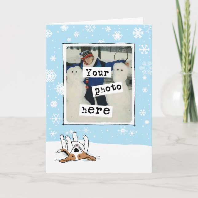 Beagle in Snow Holiday Photo Template Dog Lover (Front)