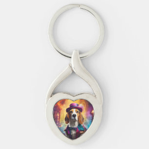Beagle in Vibrant Costume Key Ring