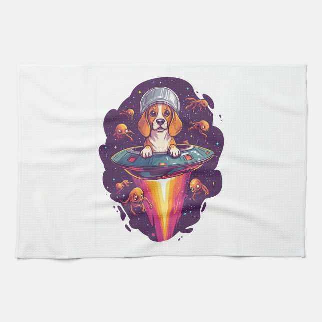 Beagle � Intergalactic Dog Encounter Tea Towel (Horizontal)