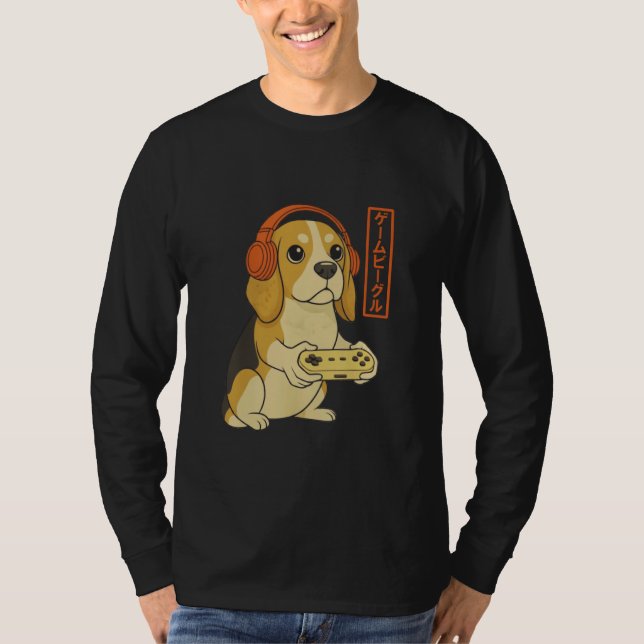 Beagle Japanese Gamer Men Women Boy Funny Video Ga T-Shirt (Front)